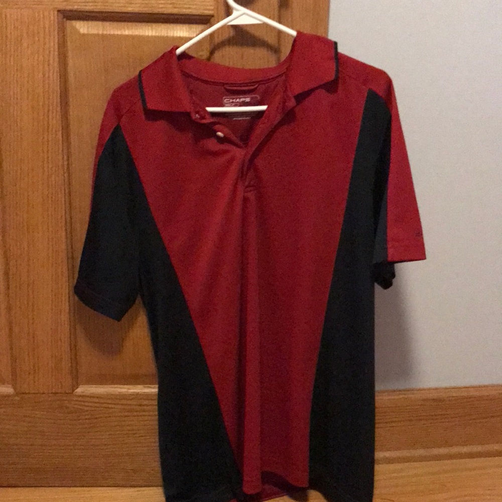 Maroon and black golf shirt